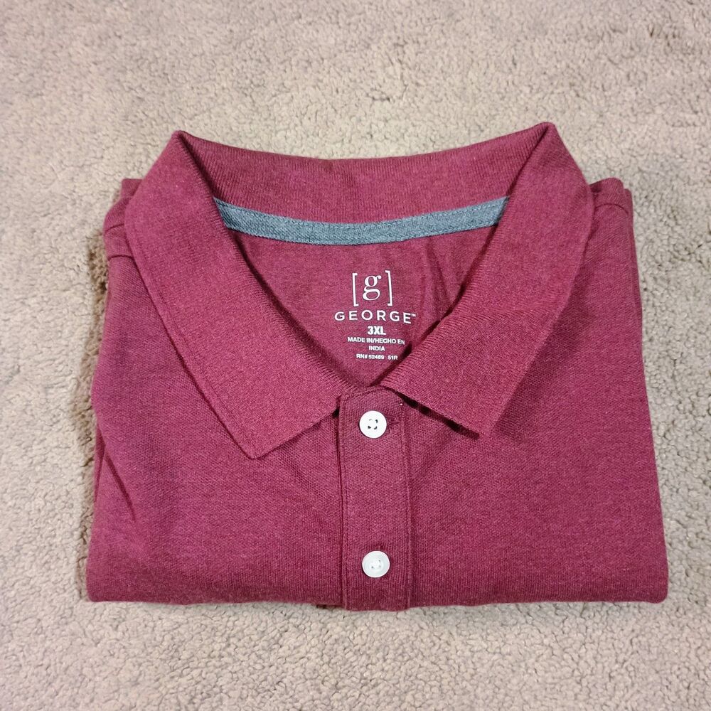 3XL Polo Shirt Mens George Pique Maroon